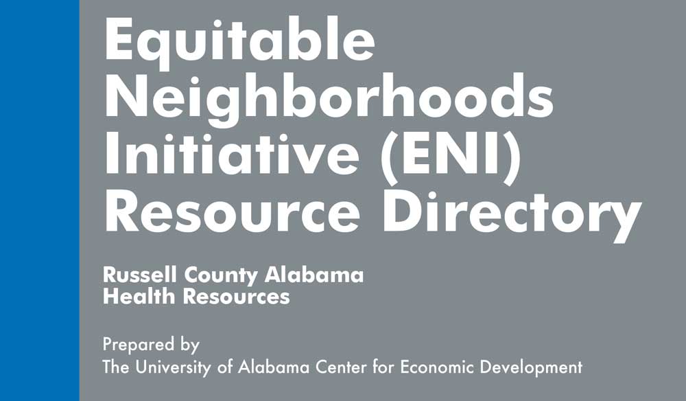 ENI Resource Directory Cover: Russell County Alabama Health Resources, prepared by the University of Alabama Center for Economic Development